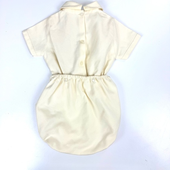 VINTAGE 1970s Baby Sz 6 Months Ivory Cottage Button Classic Bobby Suit One Piece - Picture 4 of 10